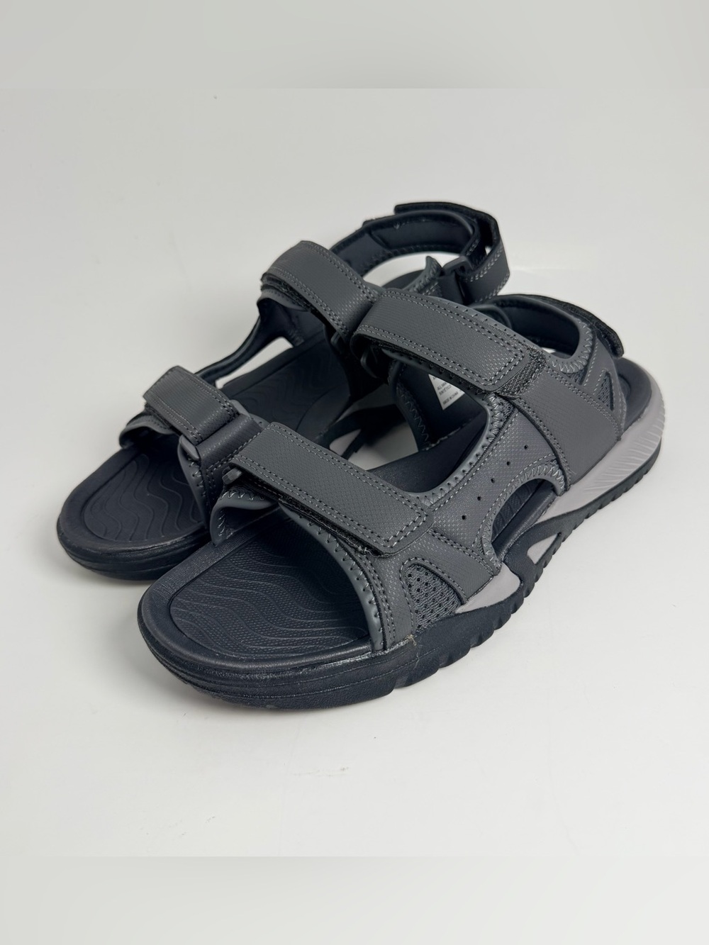 Eddie Bauer Gray Black Kids Adjustable Strap Sandals